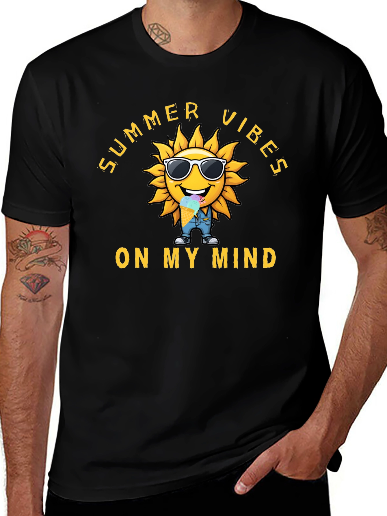 Summer Vibes Graphic Tee - Mens Black T-Shirt