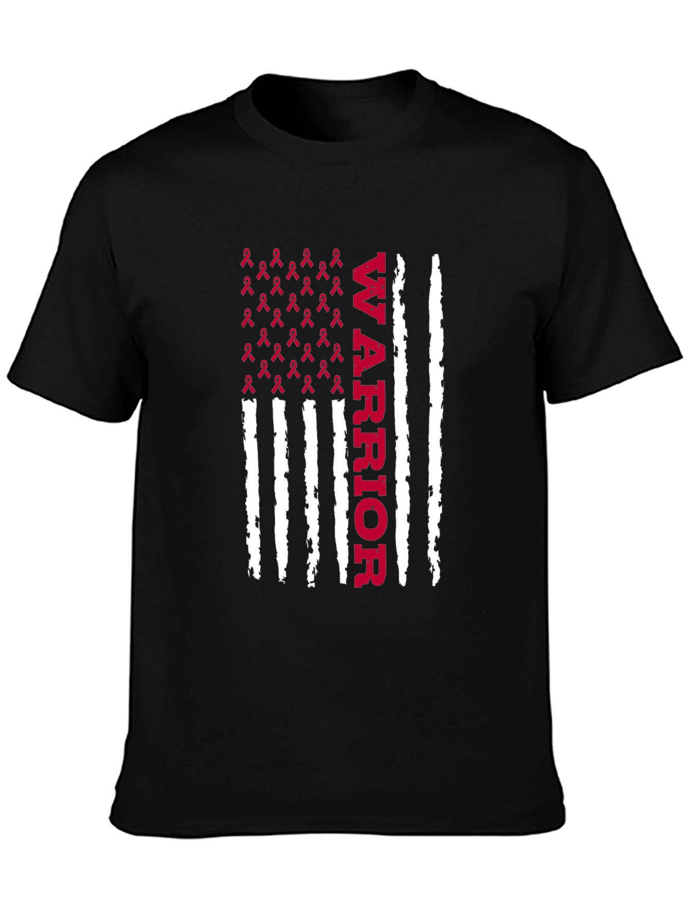 Warrior Ribbon Flag Graphic Tee - Cancer Awareness