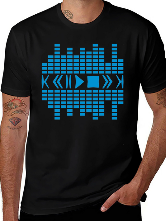 Geometric Music Graphic Tee - Black