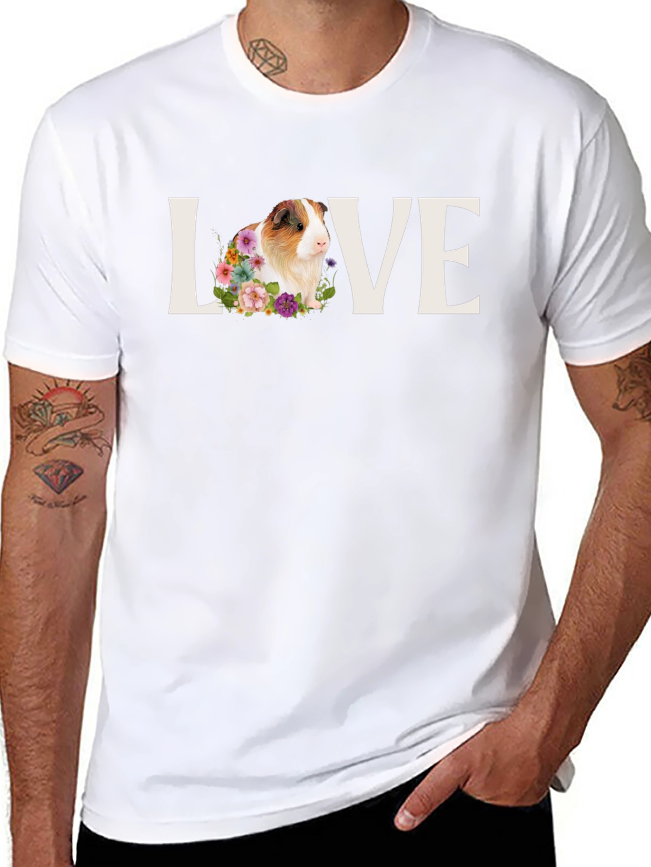 Love Guinea Pig Floral T-Shirt - Unisex Tee