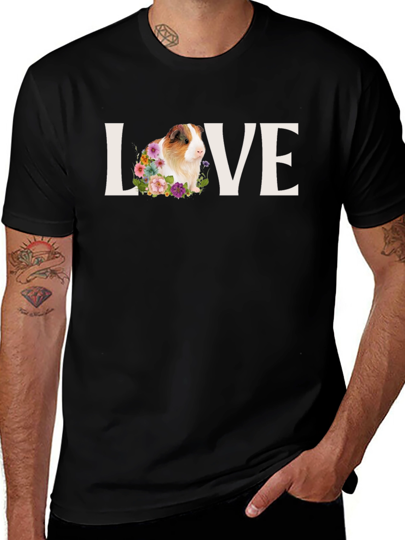 Love Guinea Pig Floral T-Shirt - Unisex Tee