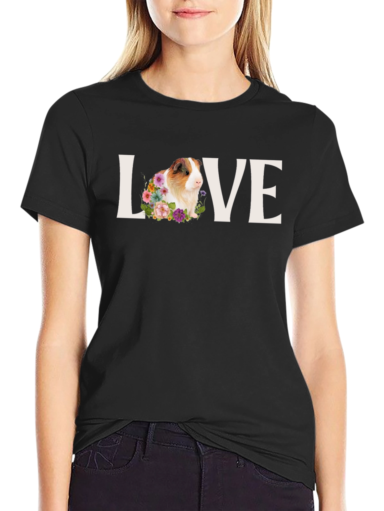 Love Guinea Pig Floral T-Shirt - Unisex Tee
