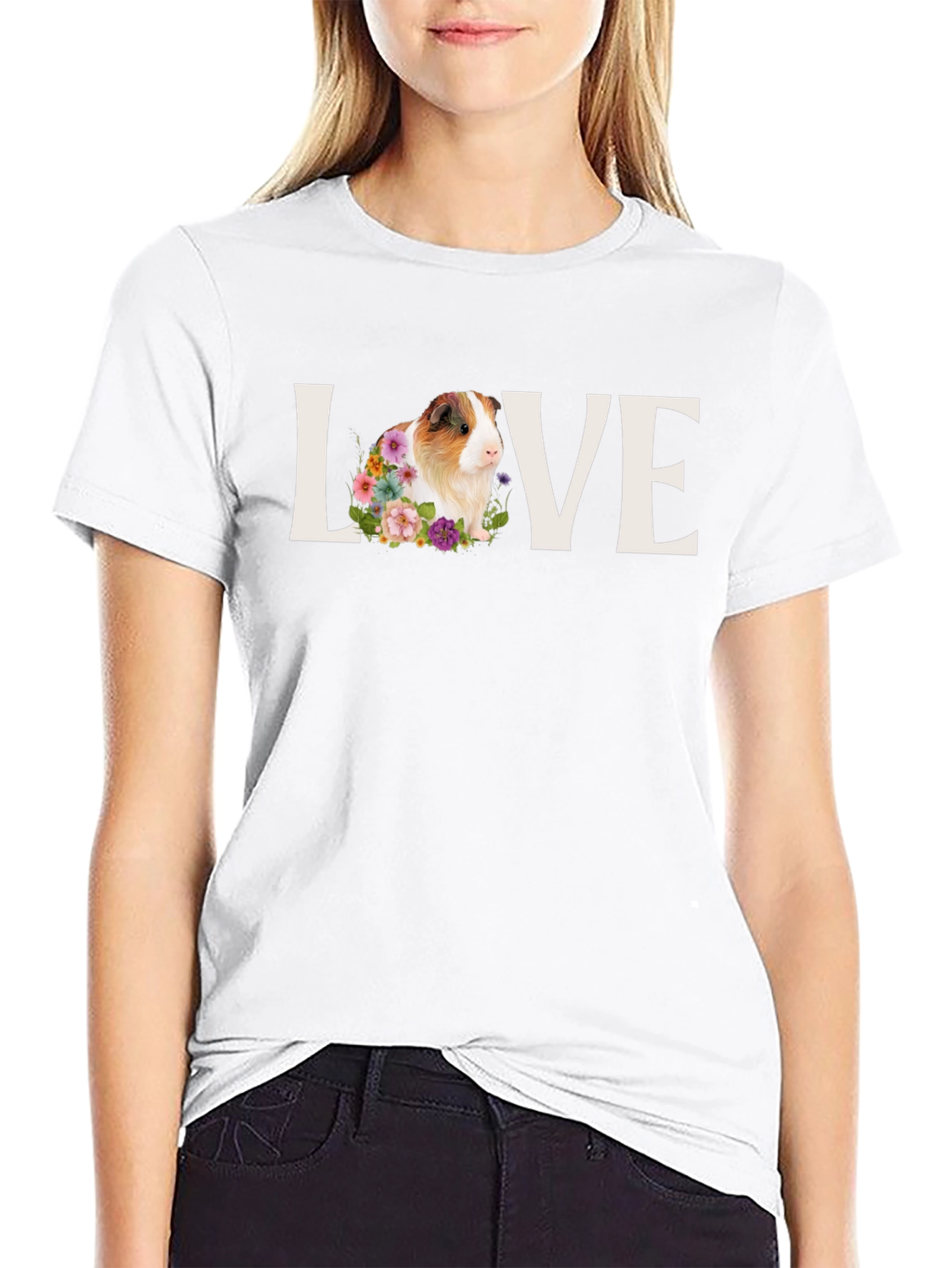 Love Guinea Pig Floral T-Shirt - Unisex Tee