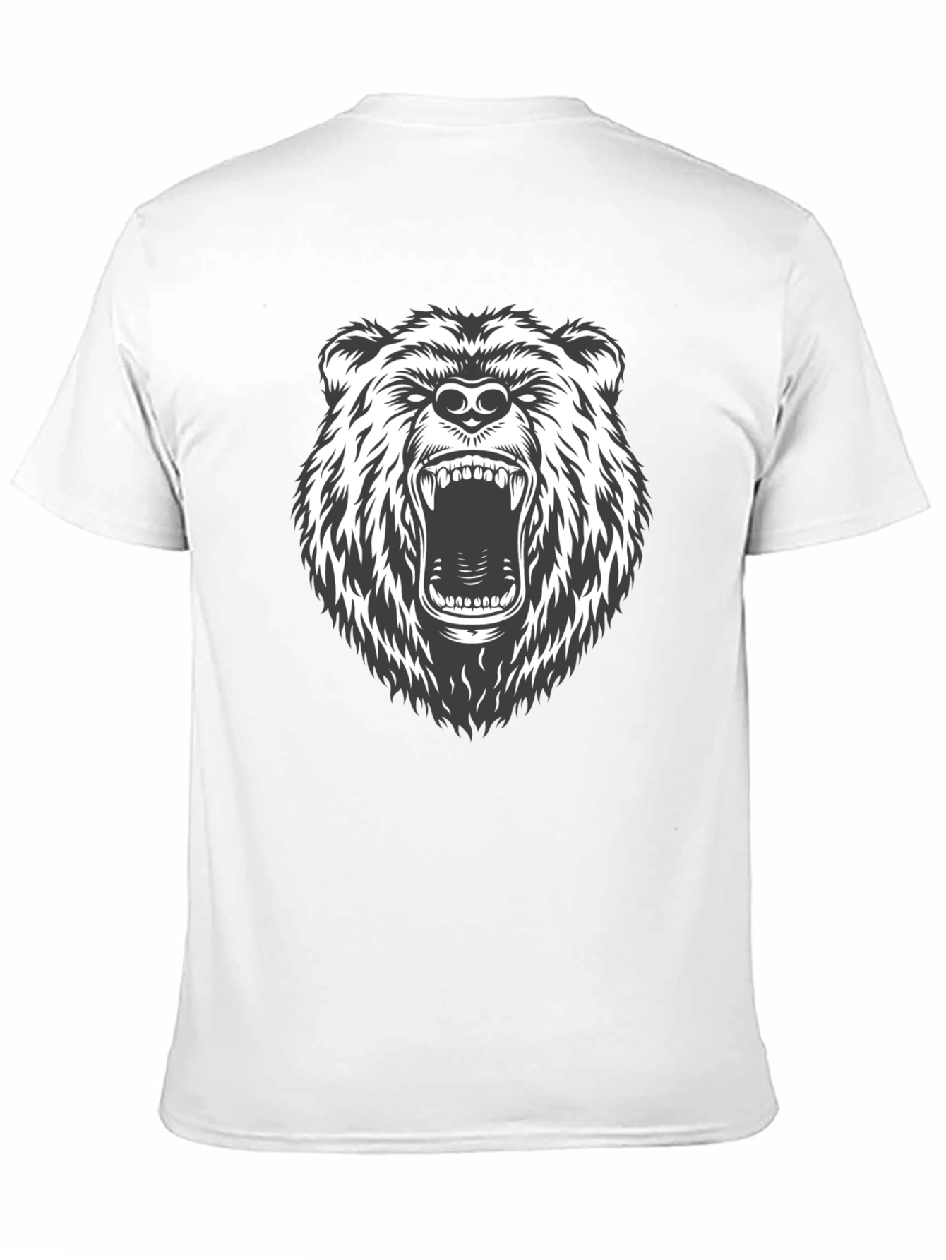 Mens Black T-Shirt with Roaring Bear Graphic