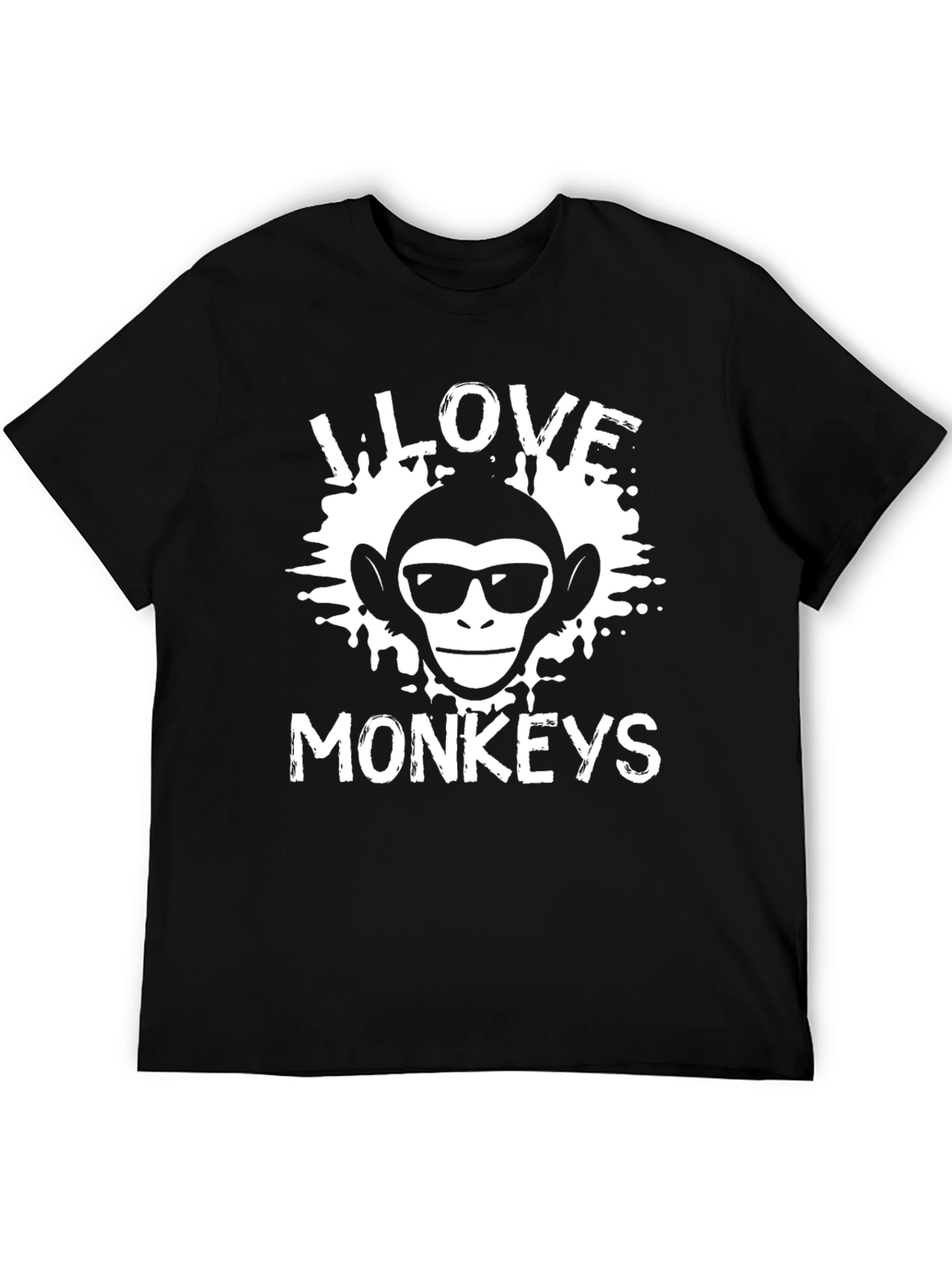 I Love Monkeys T-Shirt Black Cotton Graphic Tee