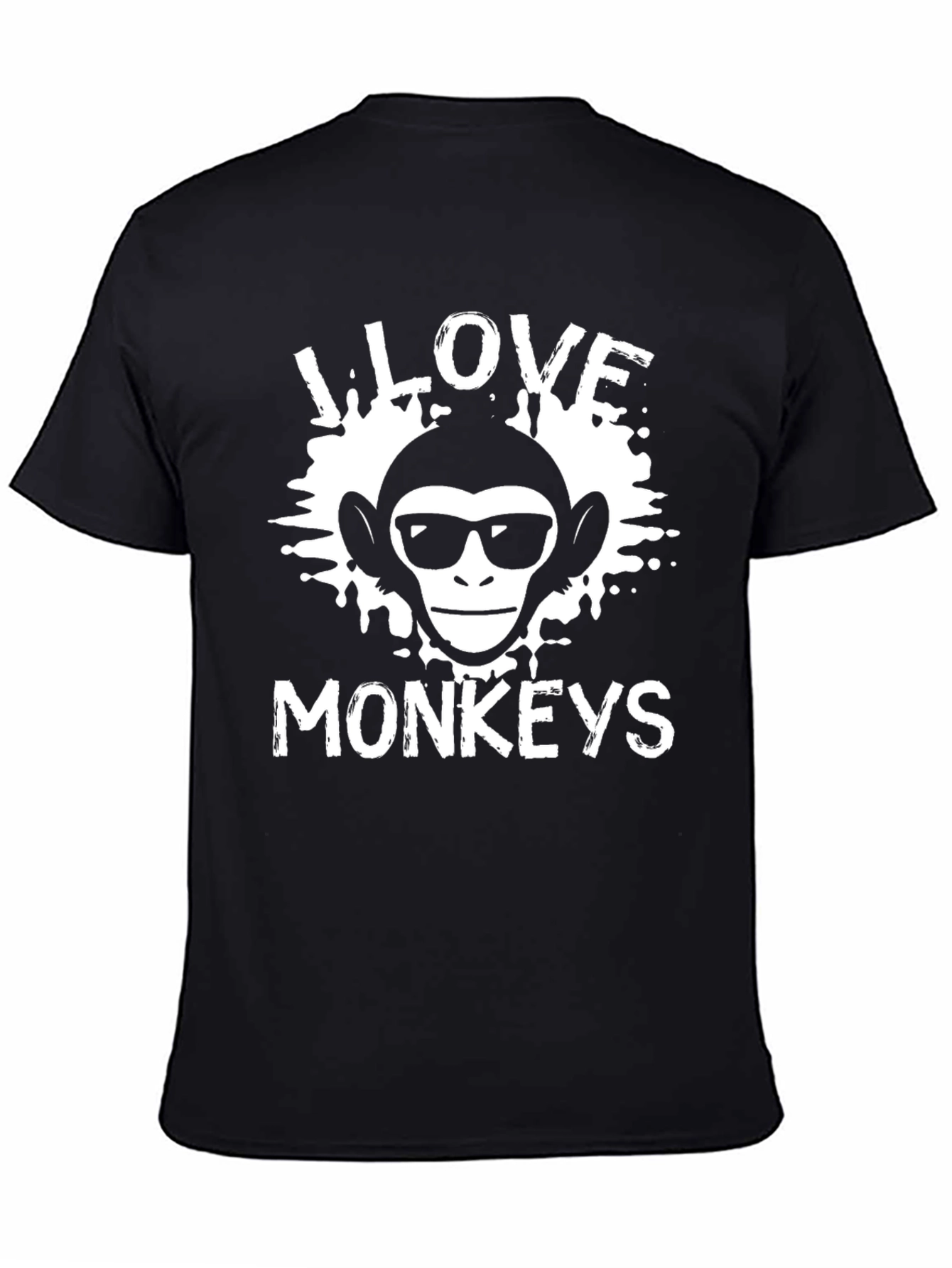 I Love Monkeys T-Shirt Black Cotton Graphic Tee