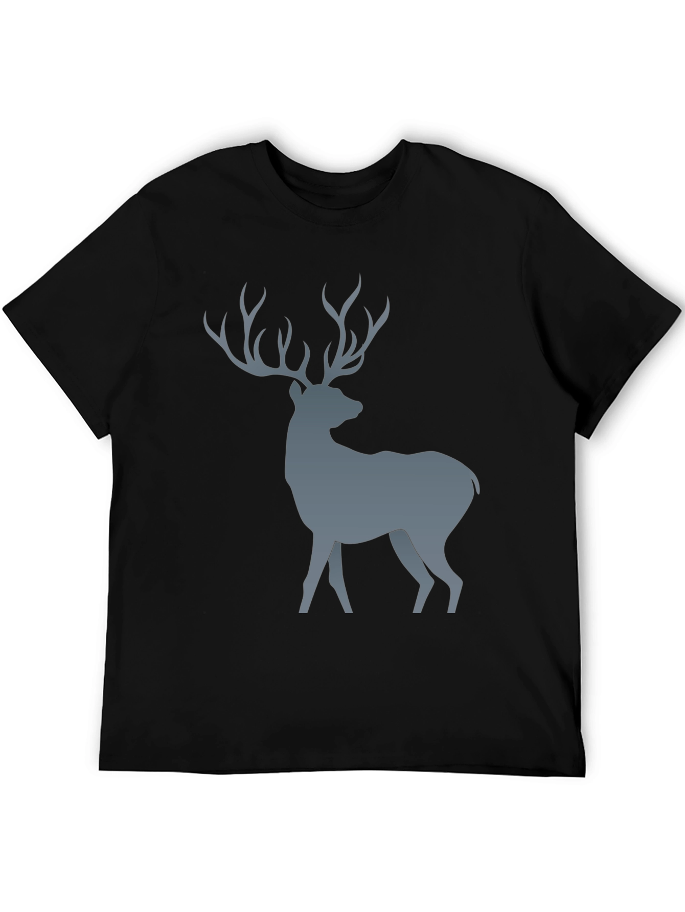 Deer Graphic Print Black T-Shirt