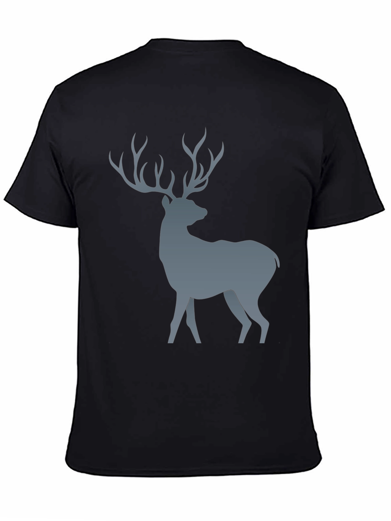 Deer Graphic Print Black T-Shirt