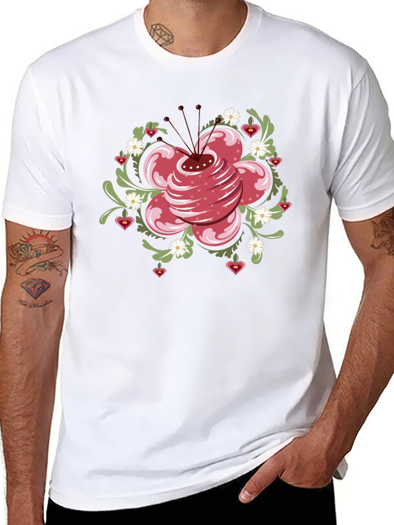 Floral Heart T-Shirt - Black