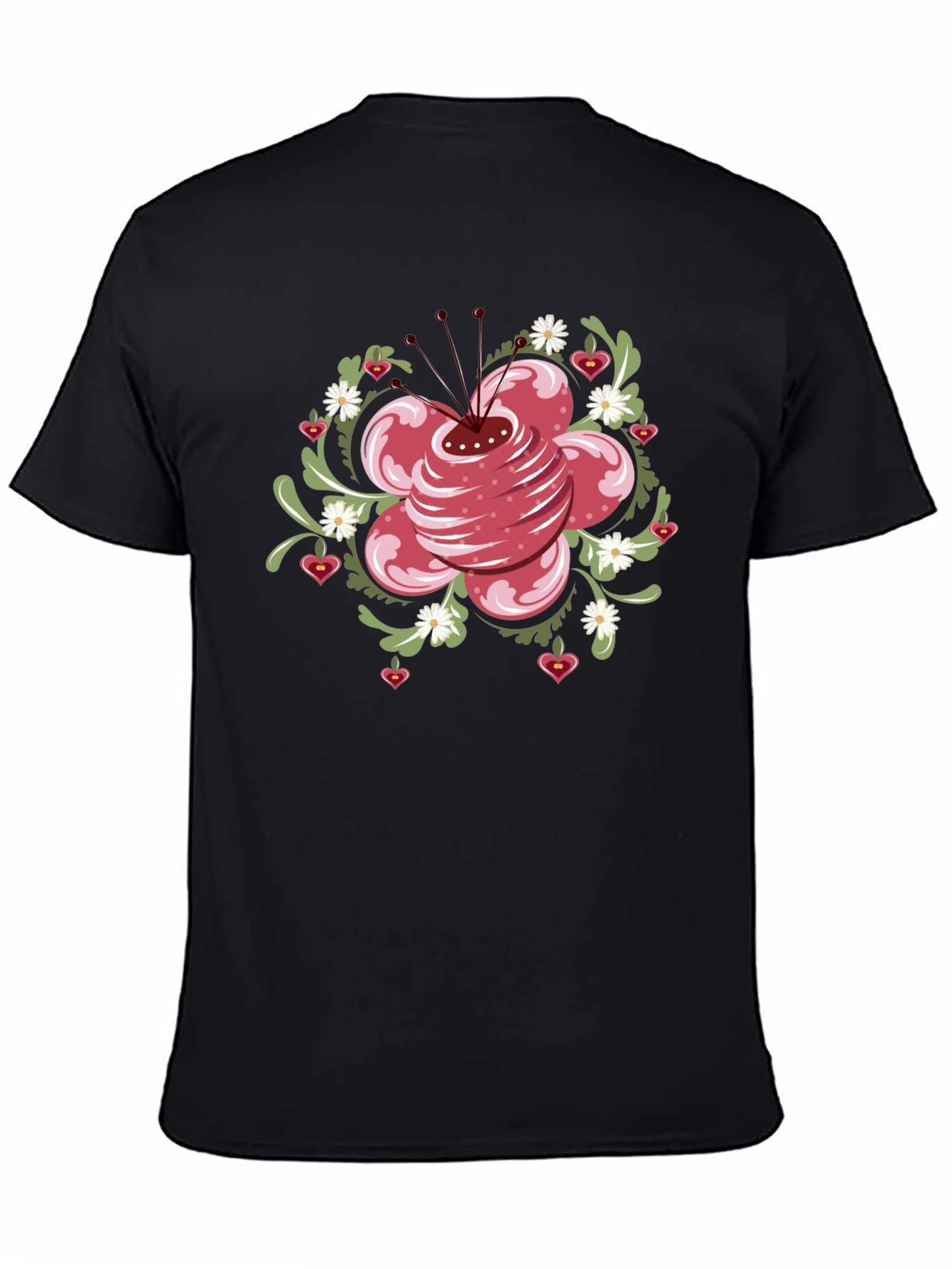 Floral Heart T-Shirt - Black
