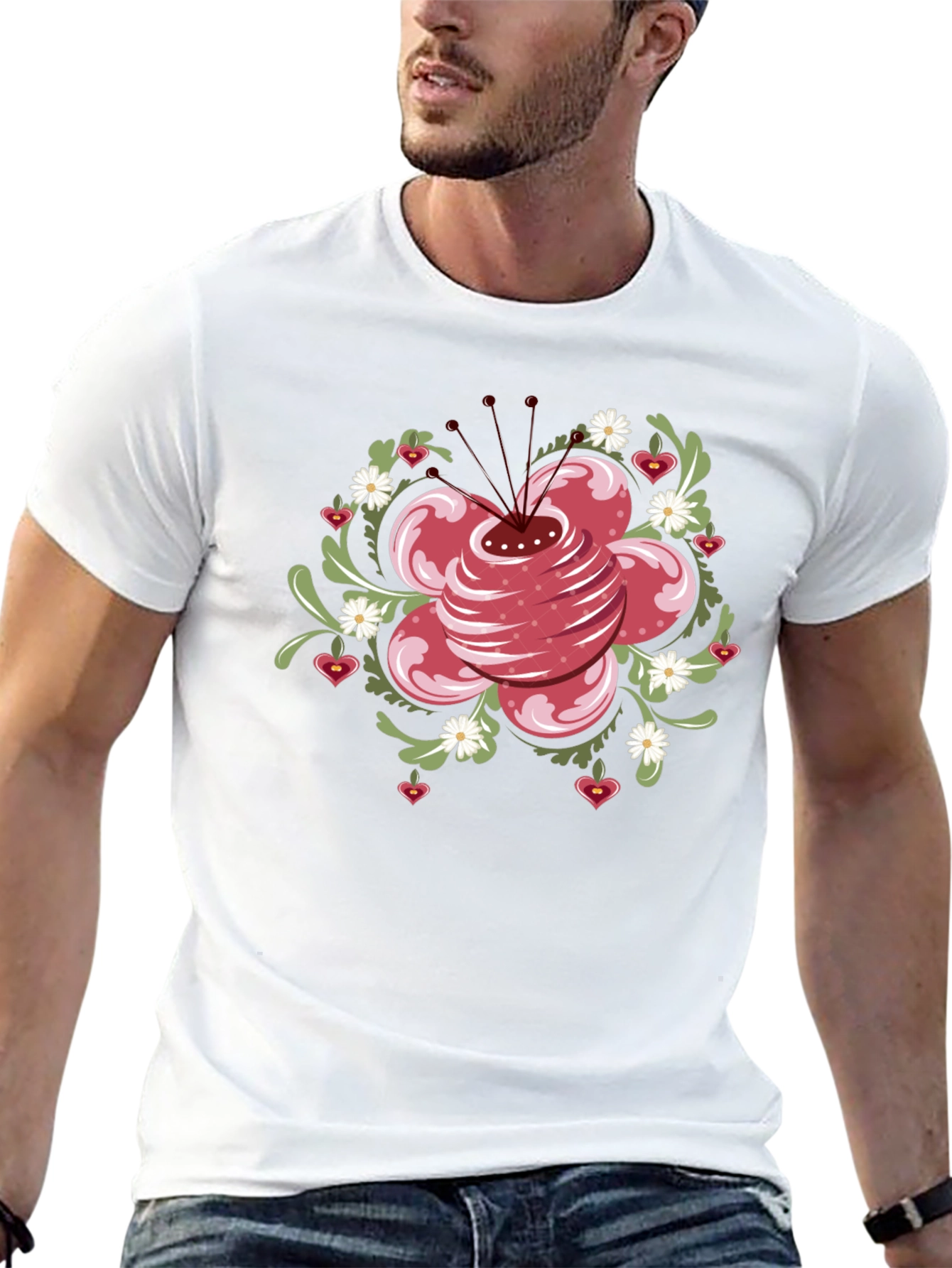Floral Heart T-Shirt - Black