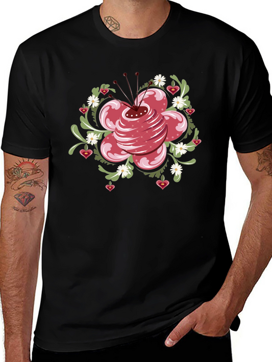 Floral Heart T-Shirt - Black