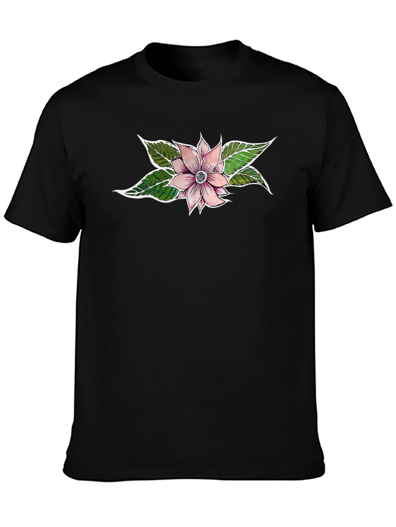 Floral Graphic Tee - Black Unisex T-Shirt