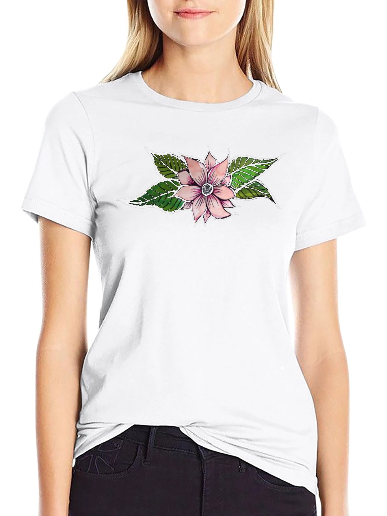 Floral Graphic Tee - Black Unisex T-Shirt