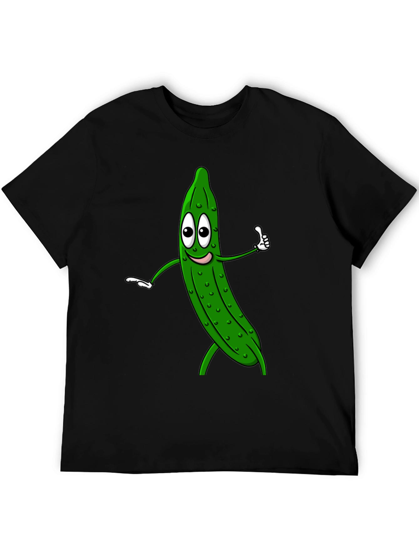 Funny Pickle Cartoon Black T-Shirt