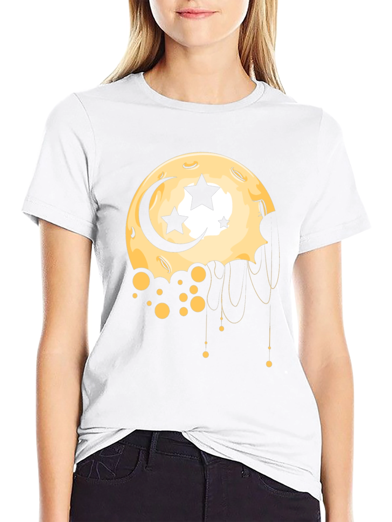 Moon Stars Graphic Tee - Black Cotton T-Shirt