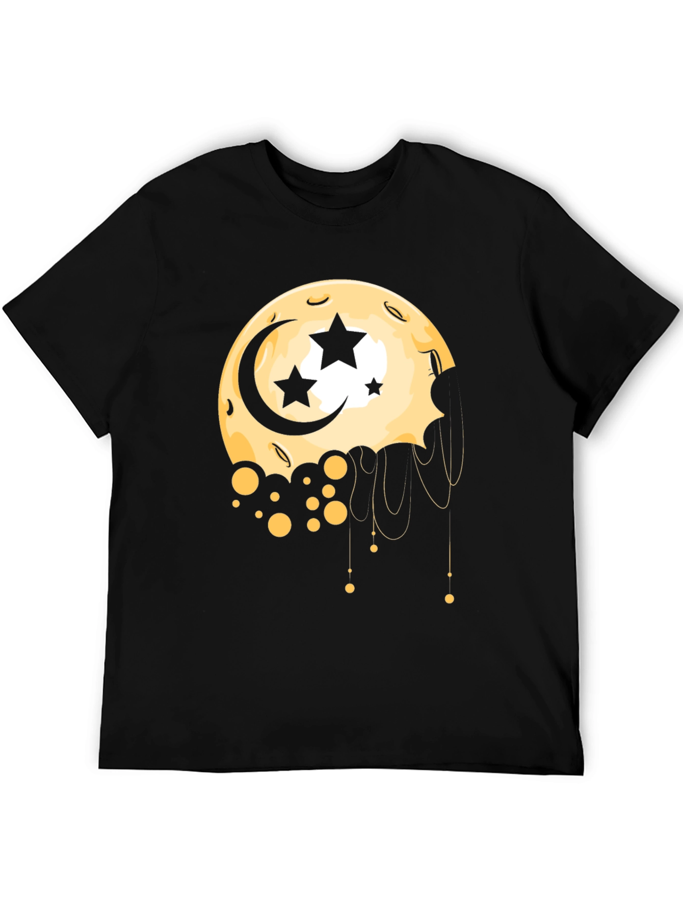 Moon Stars Graphic Tee - Black Cotton T-Shirt