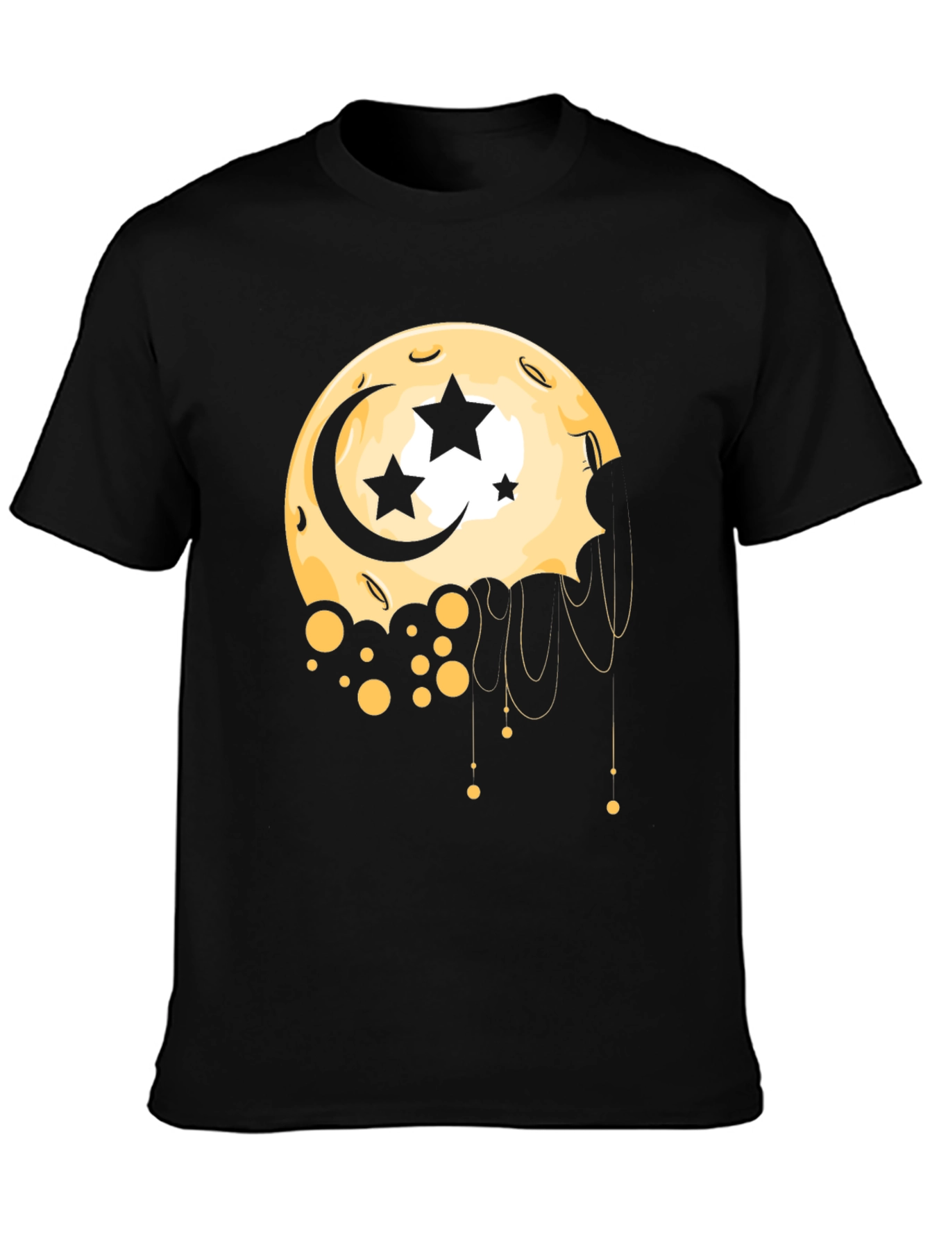 Moon Stars Graphic Tee - Black Cotton T-Shirt