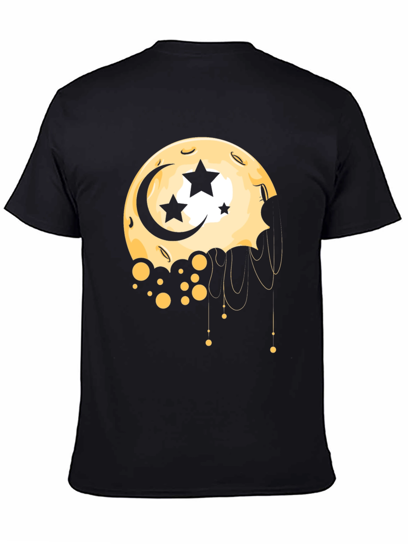 Moon Stars Graphic Tee - Black Cotton T-Shirt