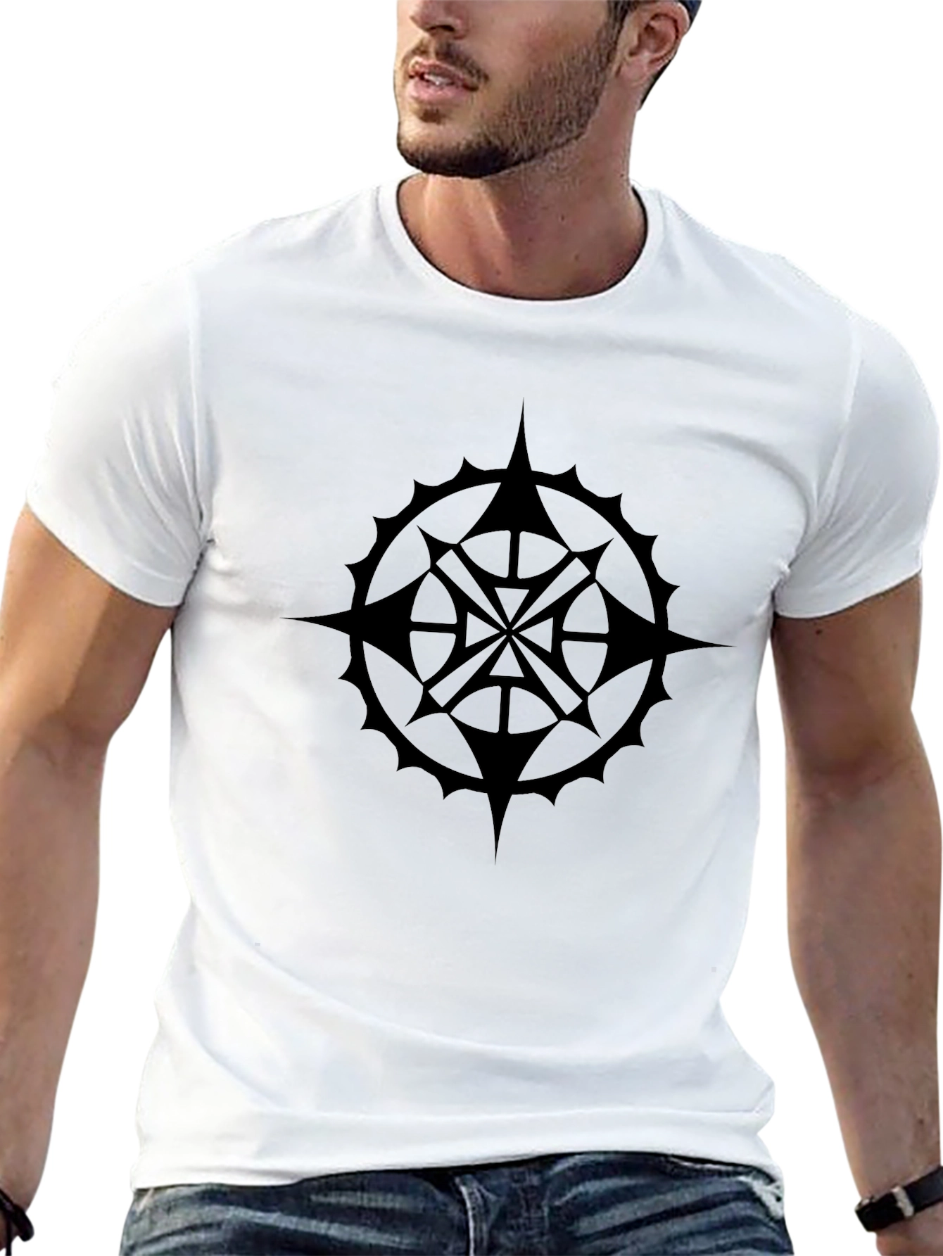 Black Star Compass Graphic Tee - Classic Style