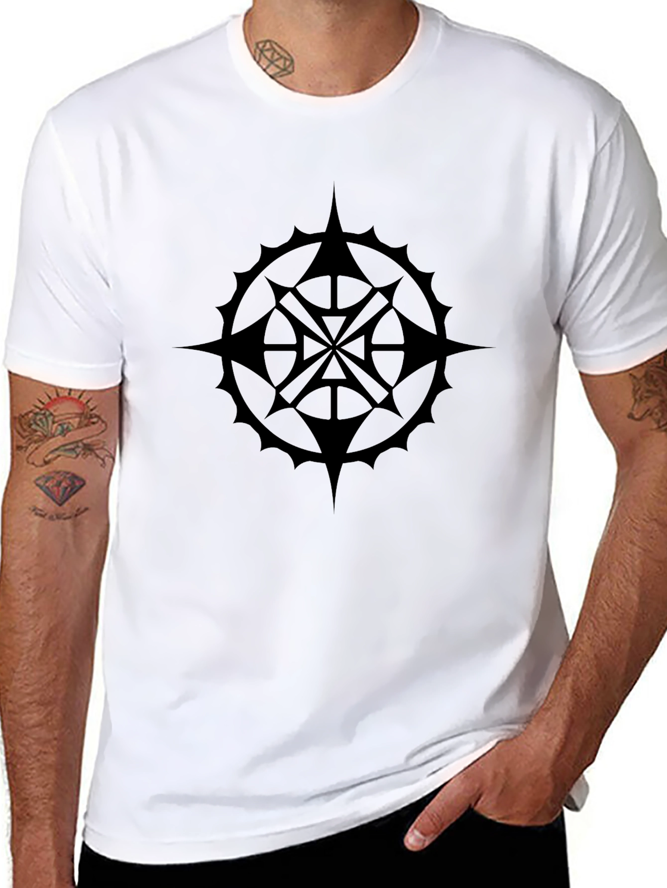 Black Star Compass Graphic Tee - Classic Style