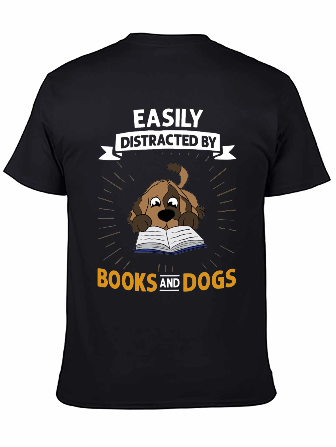 Easily Distracted By Books and Dogs T-Shirt