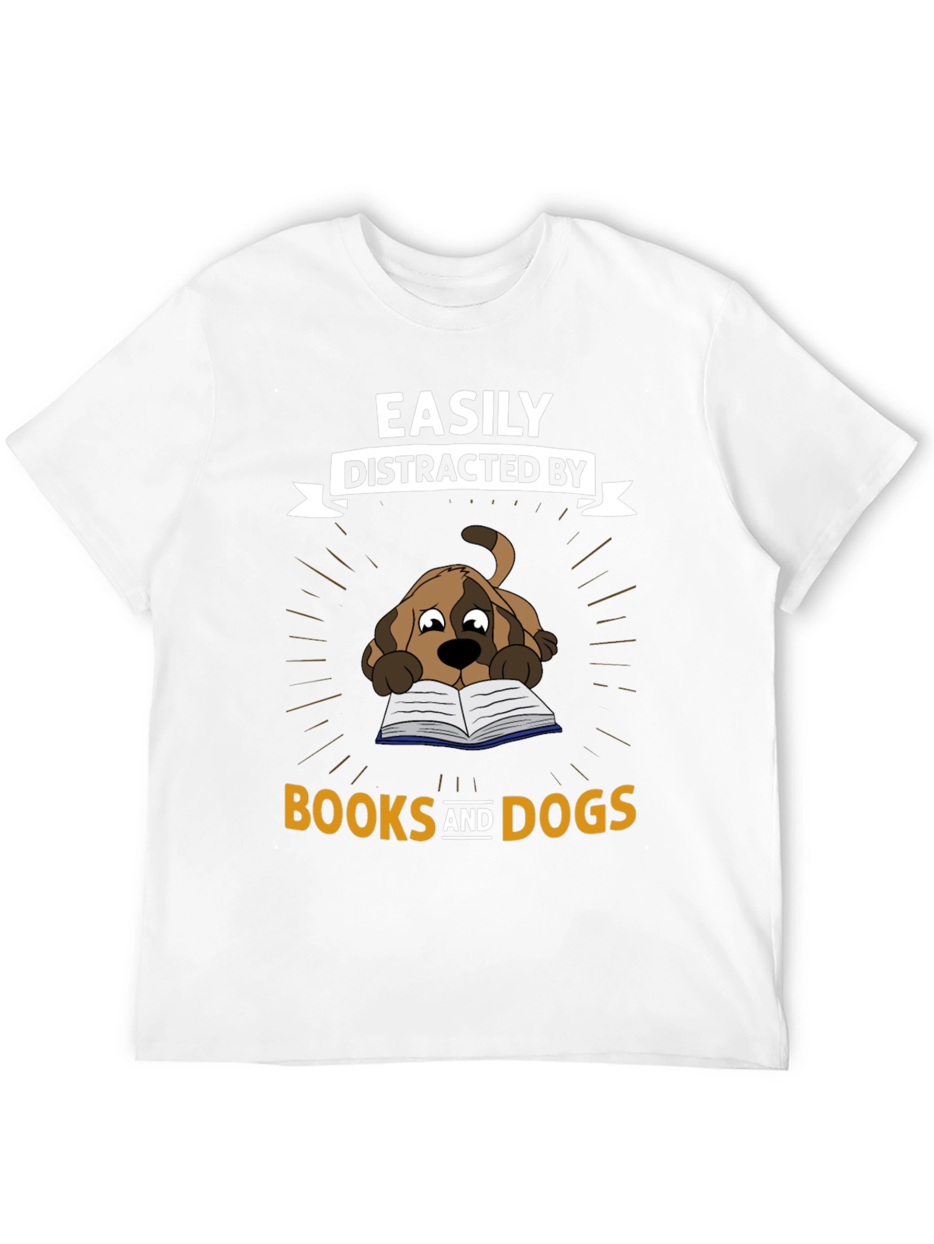 Easily Distracted By Books and Dogs T-Shirt
