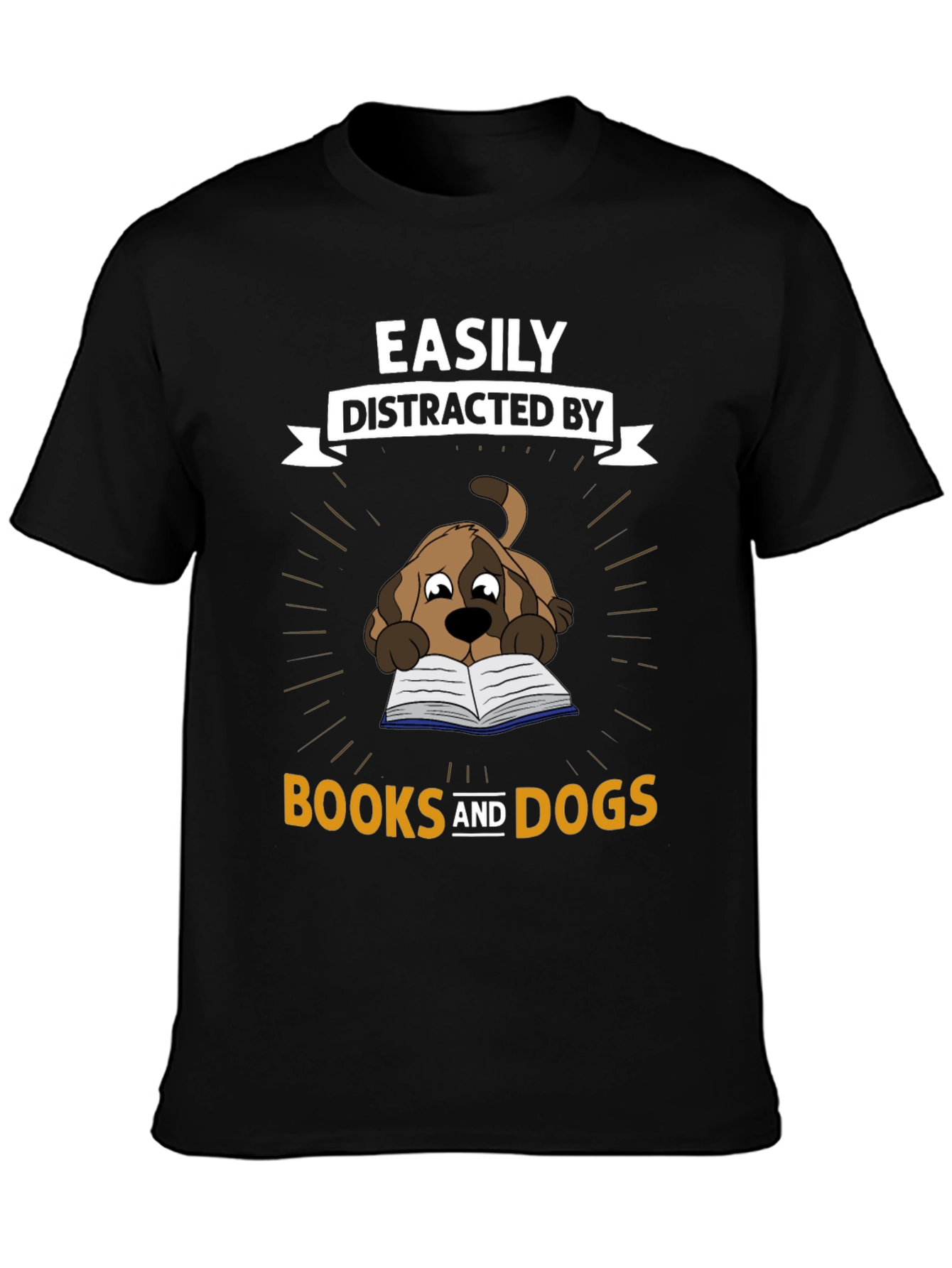 Easily Distracted By Books and Dogs T-Shirt