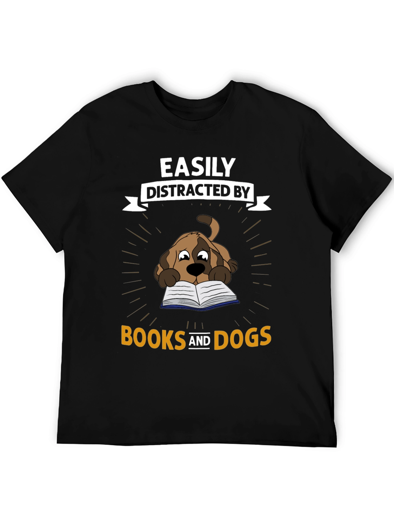 Easily Distracted By Books and Dogs T-Shirt