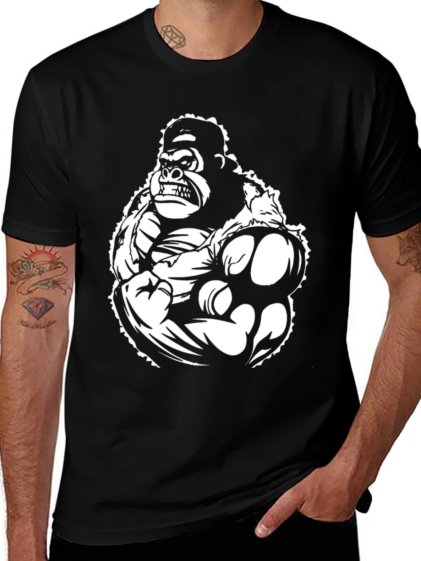 Gorilla Graphic Black T-Shirt - Bold Statement Tee