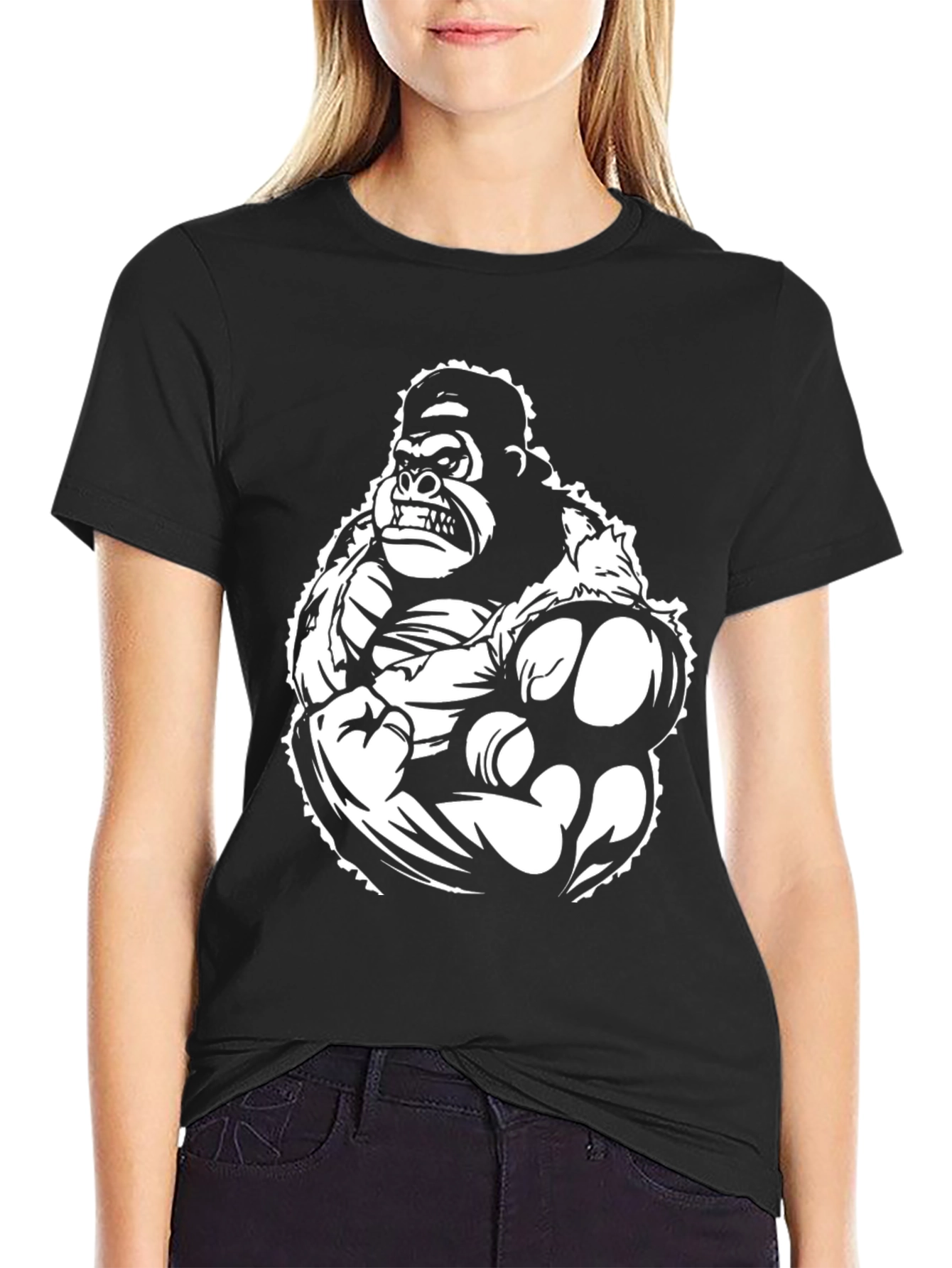 Gorilla Graphic Black T-Shirt - Bold Statement Tee