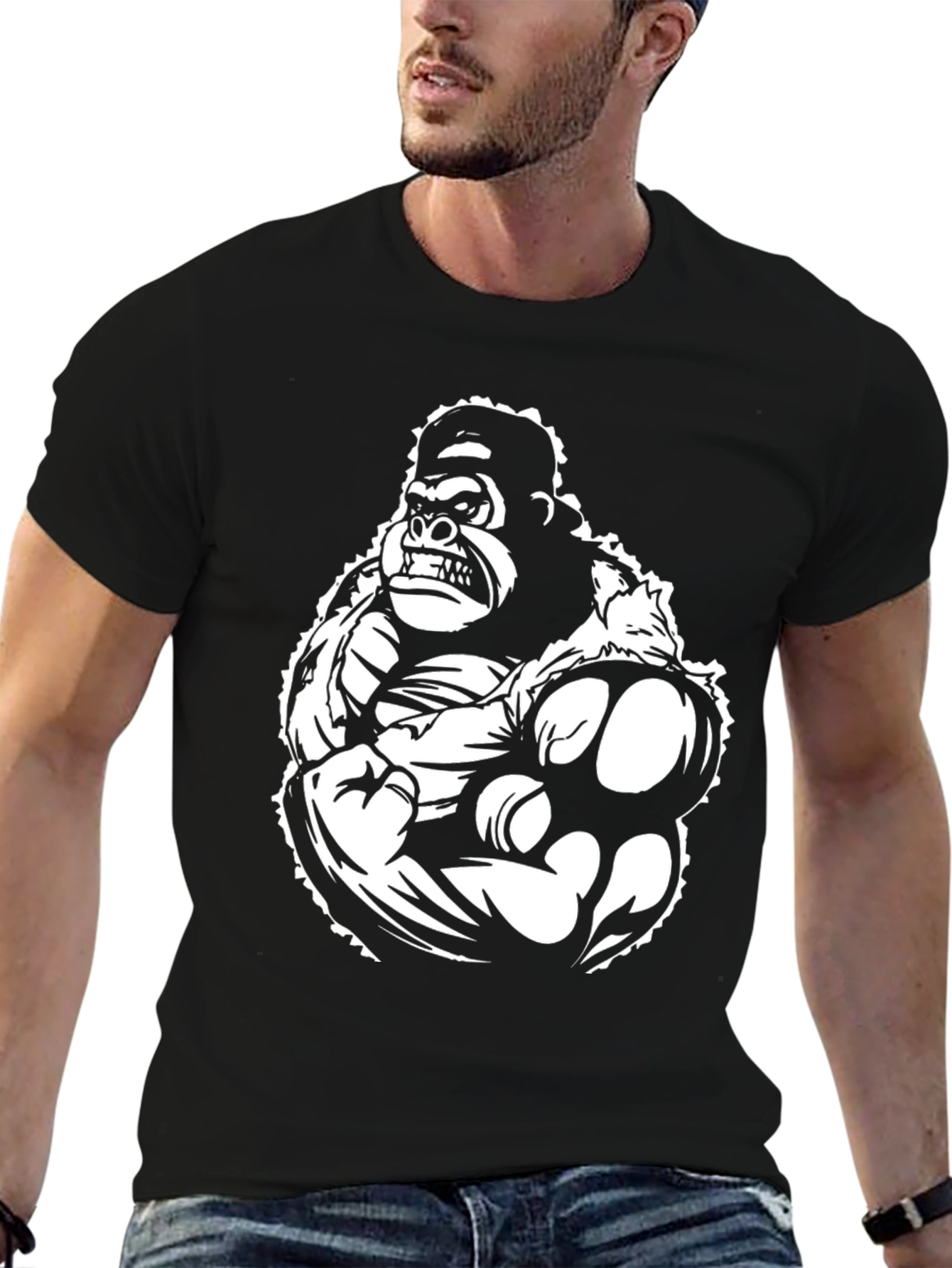 Gorilla Graphic Black T-Shirt - Bold Statement Tee