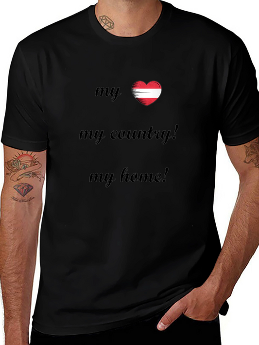 Austria Flag Heart T-Shirt - My Country My Home Tee
