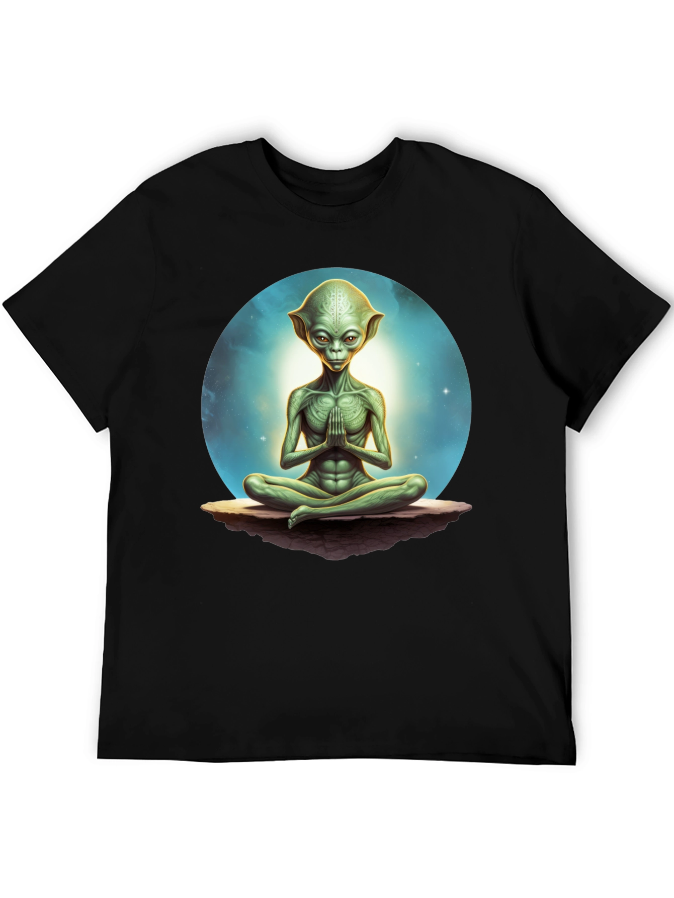 Meditating Alien Graphic Tee - Black