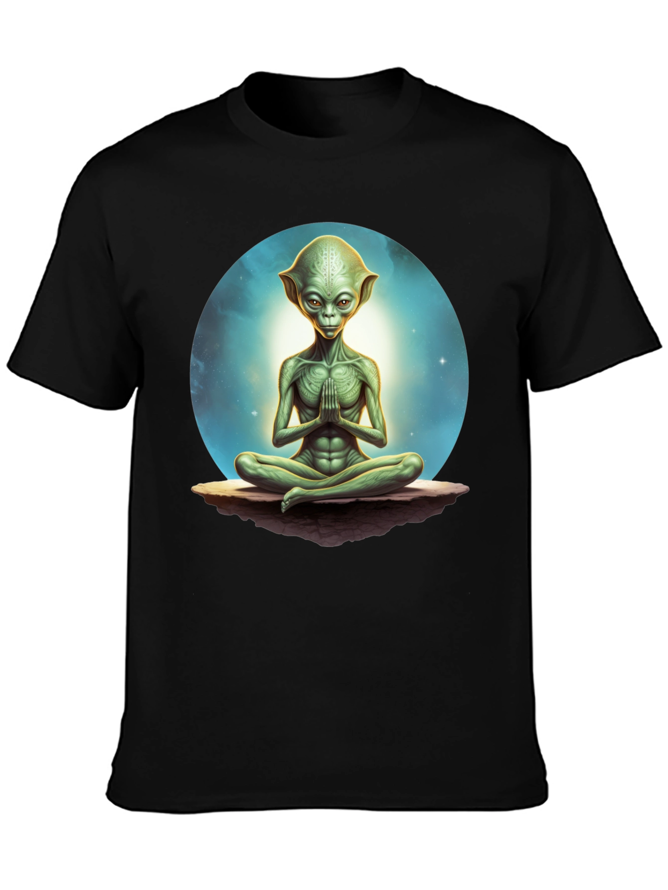 Meditating Alien Graphic Tee - Black