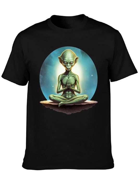 Meditating Alien Graphic Tee - Black