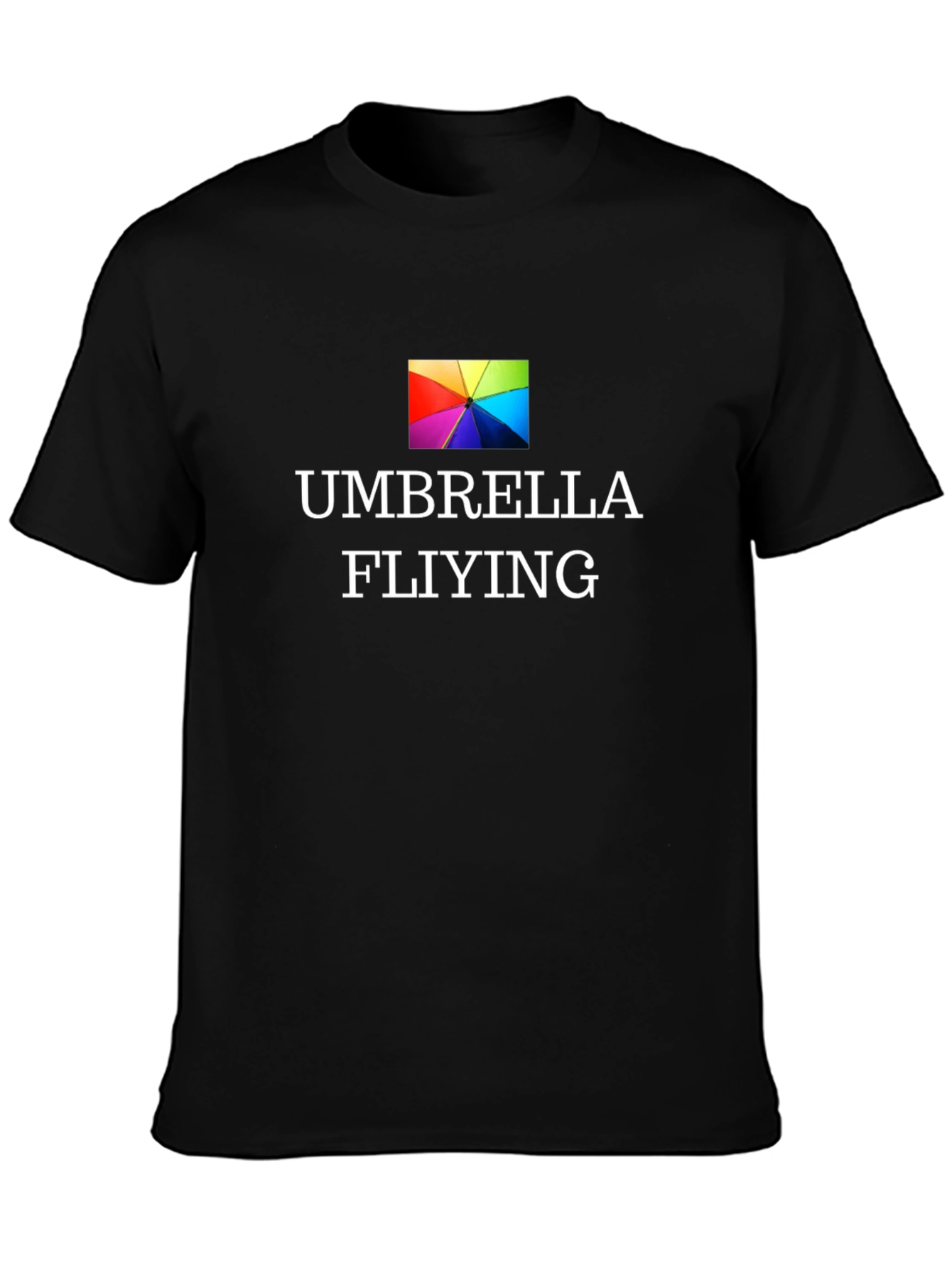 Umbrella Flying Graphic Black T-Shirt