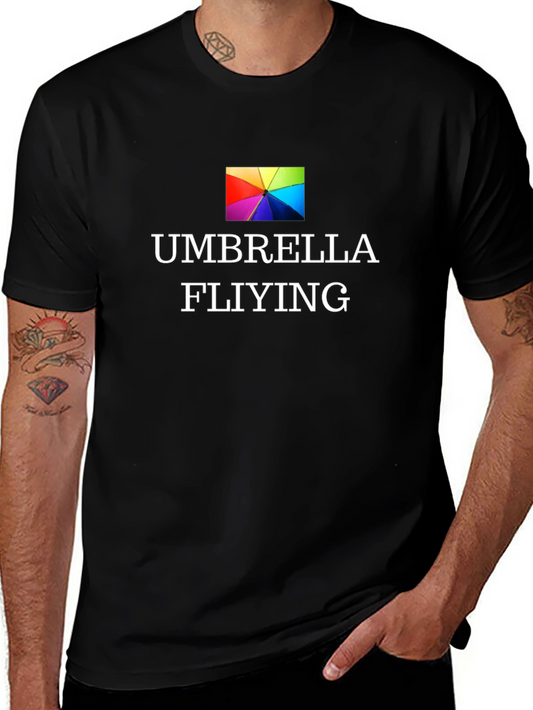 Umbrella Flying Graphic Black T-Shirt