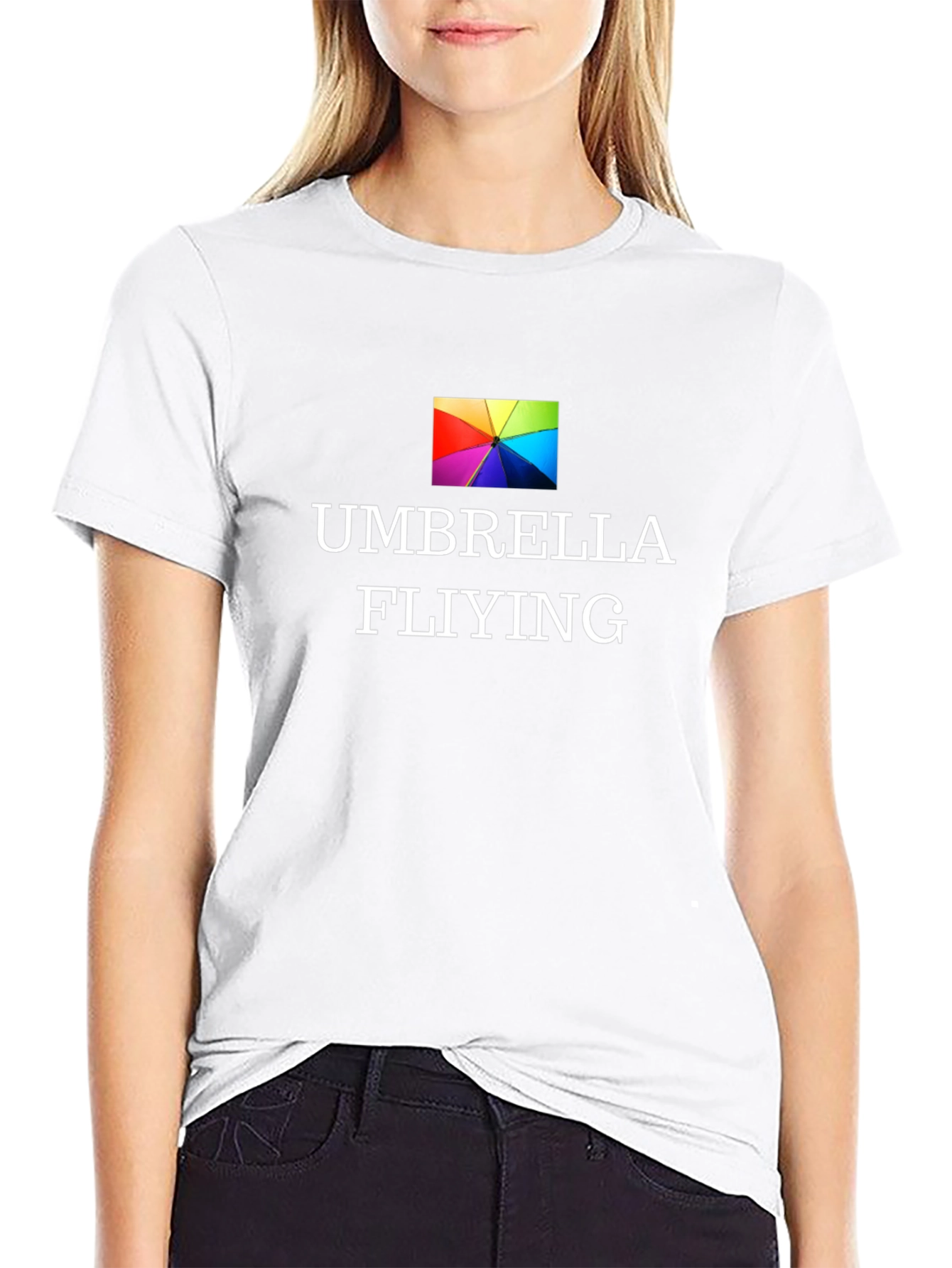 Umbrella Flying Graphic Black T-Shirt
