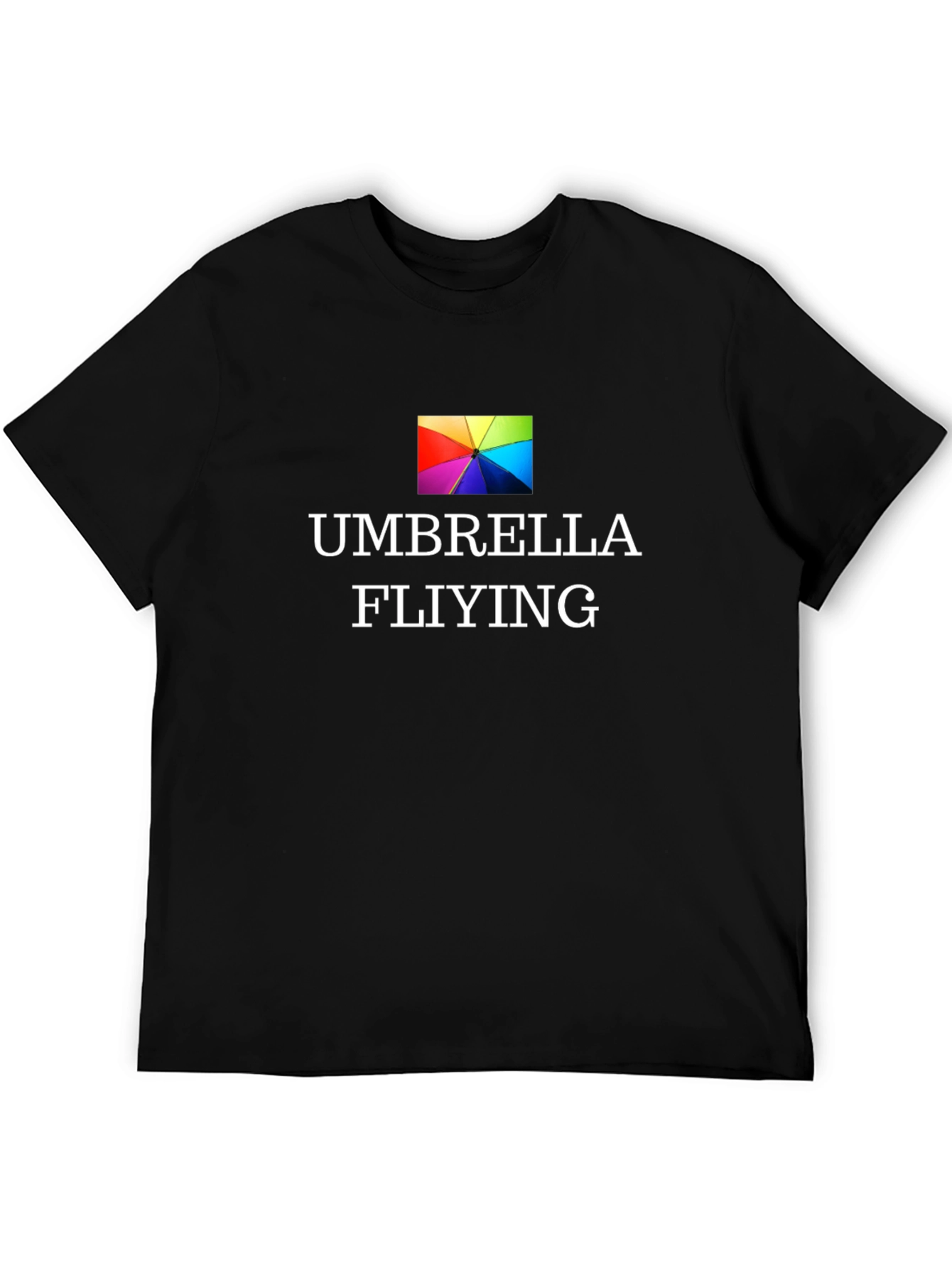 Umbrella Flying Graphic Black T-Shirt