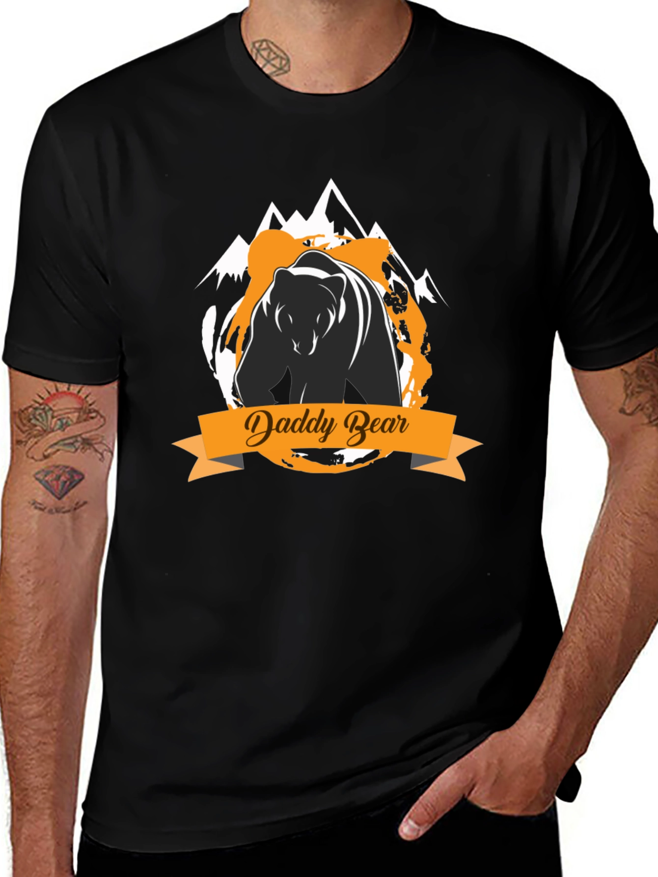 Daddy Bear Graphic Tee - Black Cotton T-Shirt