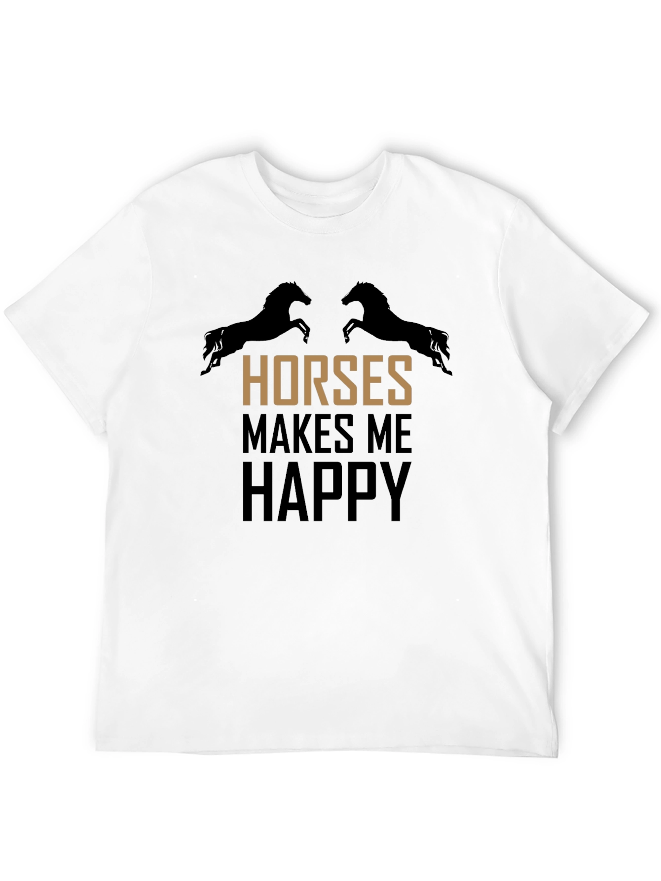 Horses Make Me Happy Black T-Shirt