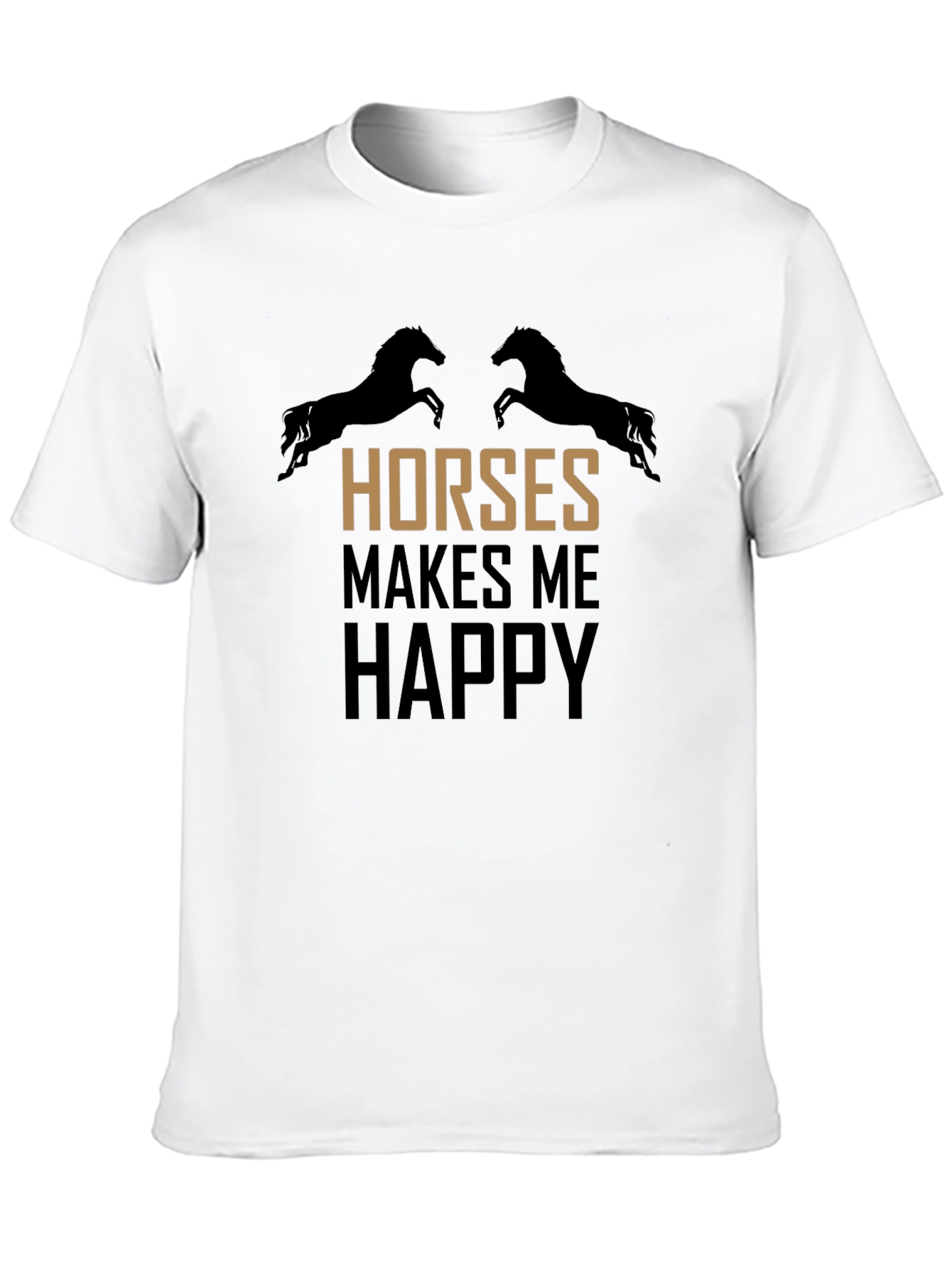 Horses Make Me Happy Black T-Shirt
