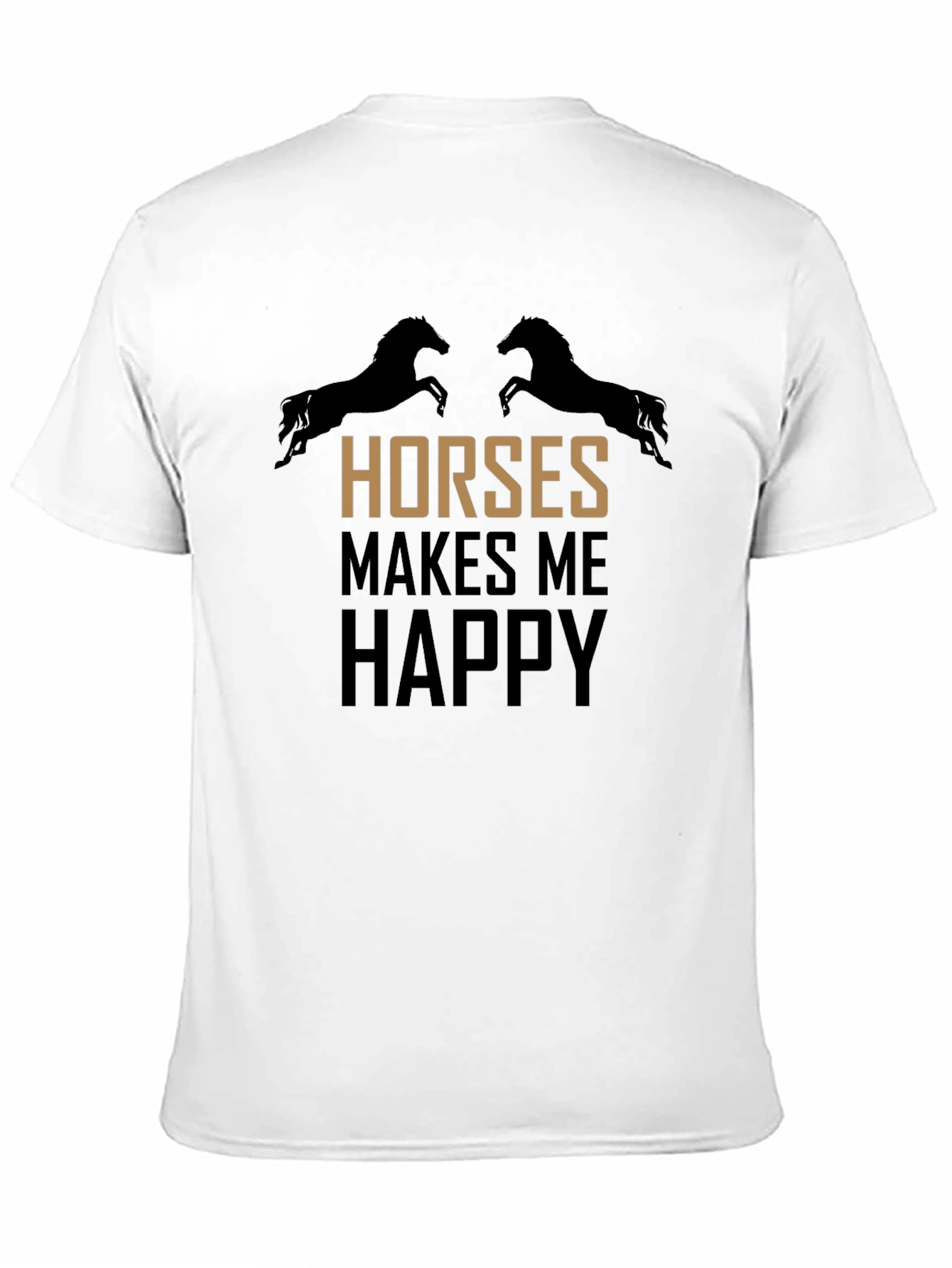Horses Make Me Happy Black T-Shirt