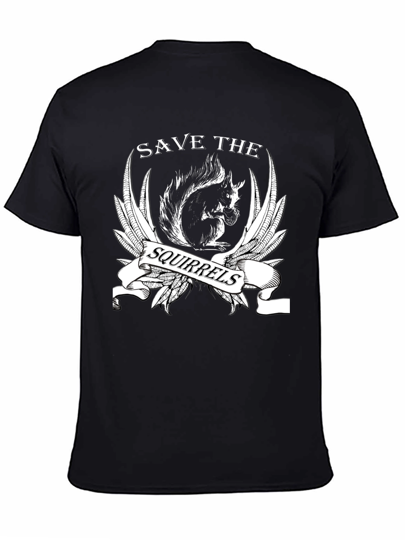 Save the Squirrels Graphic T-Shirt - Black Cotton Tee