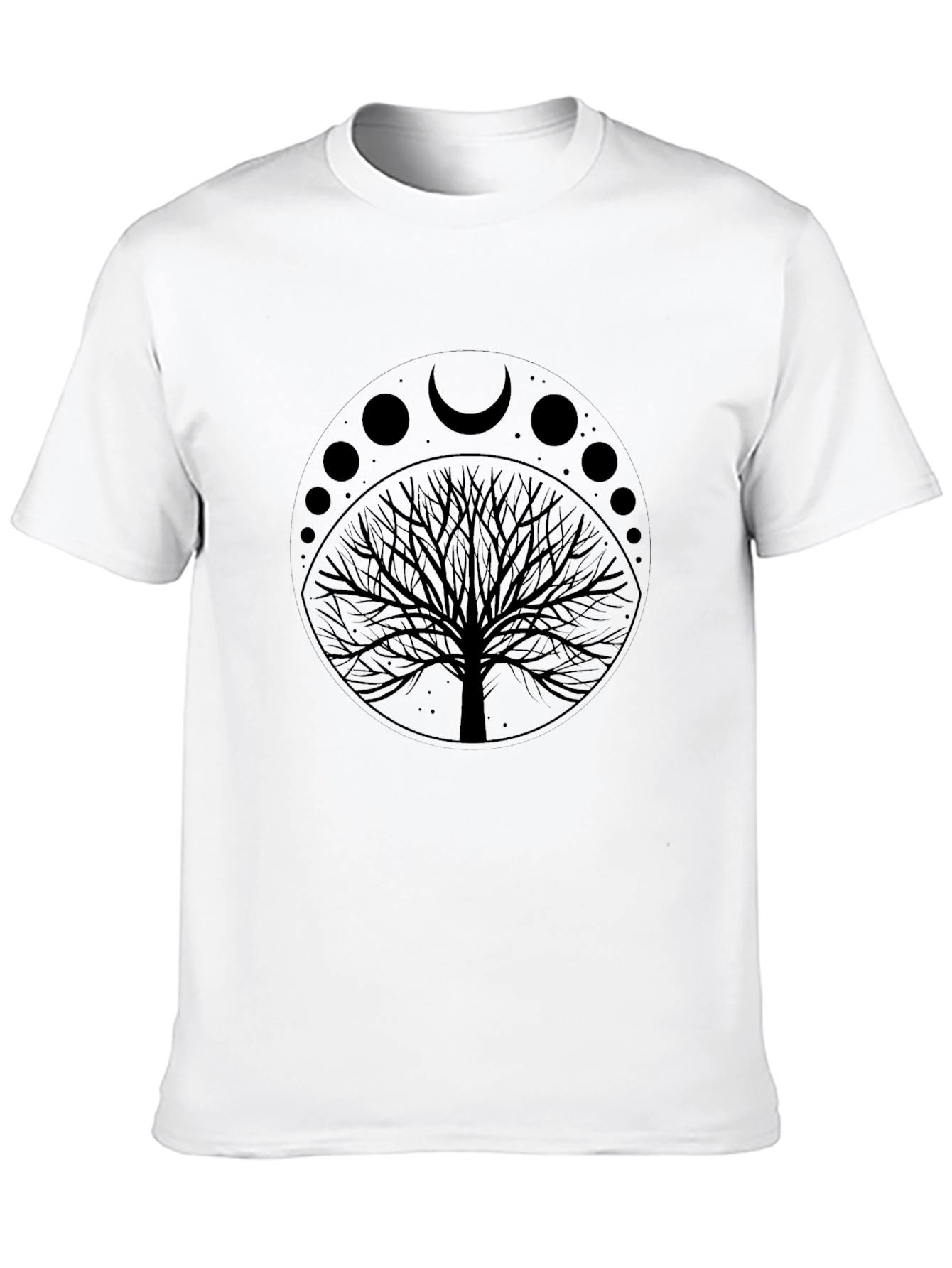 Moon Phases Tree Graphic Tee - Black Cotton