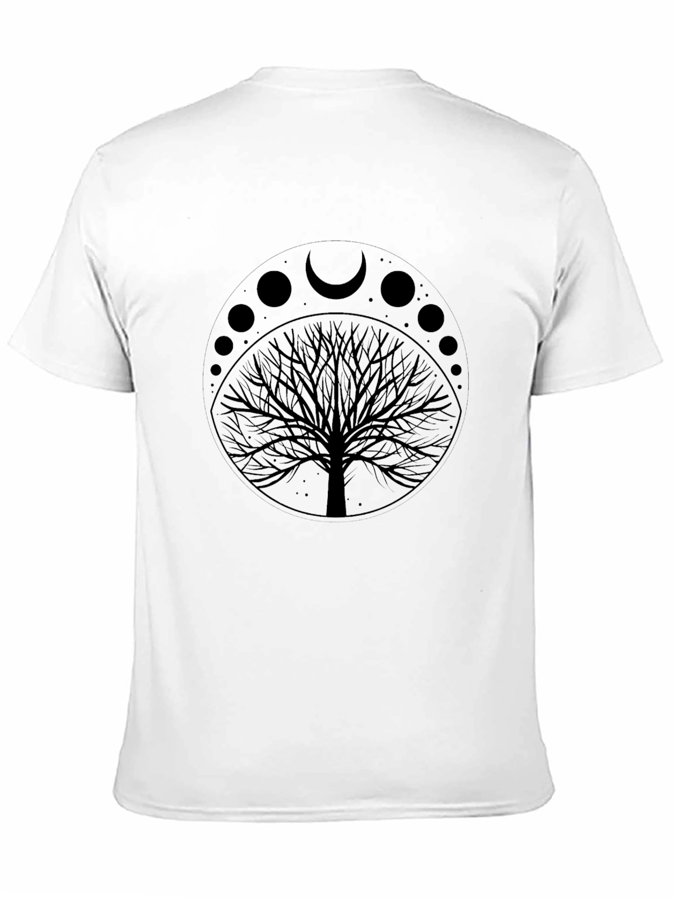 Moon Phases Tree Graphic Tee - Black Cotton