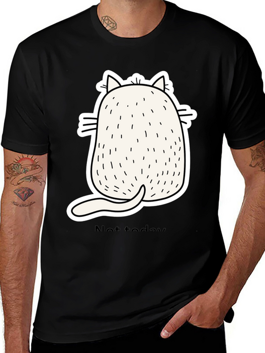 Funny Cat Back View Black T-Shirt - Not Today