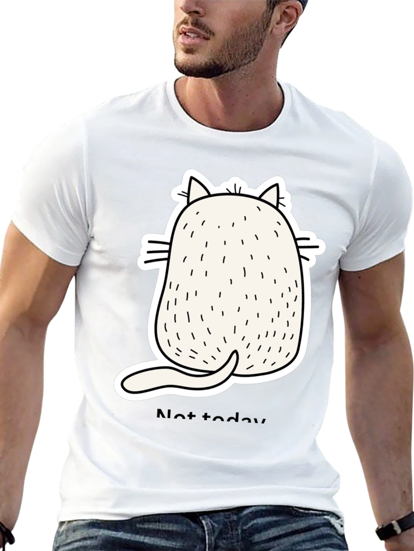 Funny Cat Back View Black T-Shirt - Not Today