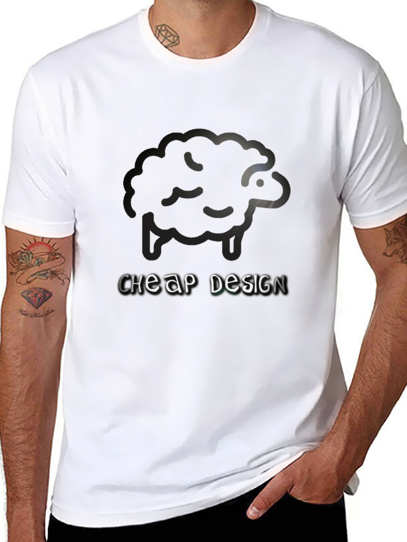 Sheep Design Black T-Shirt